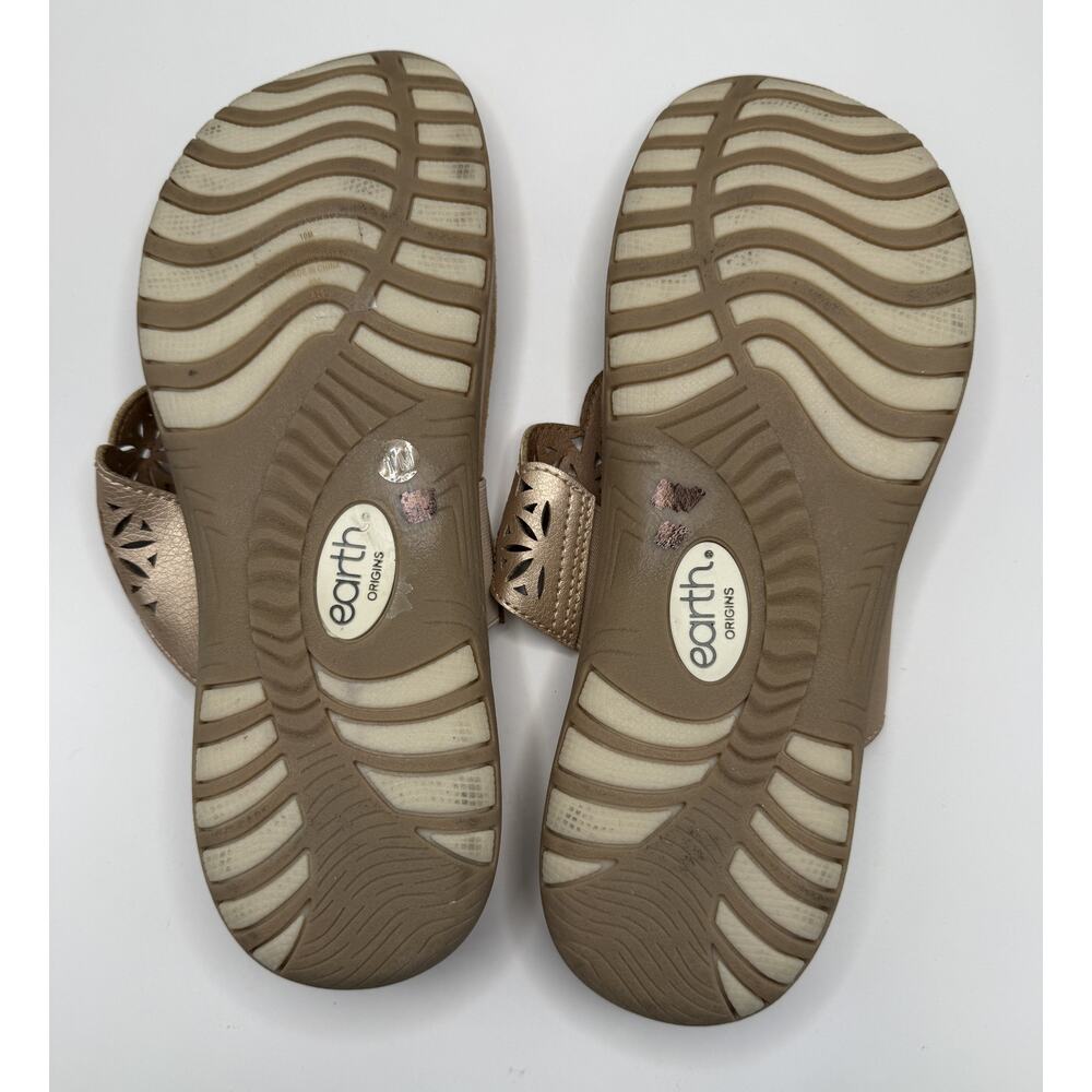 Earth Origins Beige Leather Floral Cut-Out Thong Slip On Sandals Comfort US 10M - Picture 11 of 11
